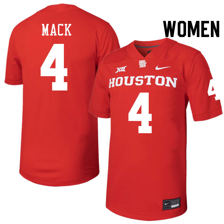 Women #4 Brandon Mack Houston Cougars College Football Jerseys Stitched-Red